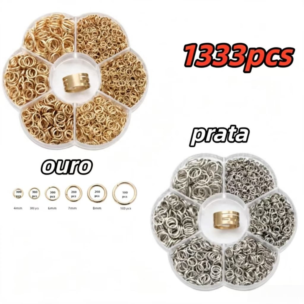 Kit De Argola Elo Metal Materiais Para Fazer Joia 1333pcs