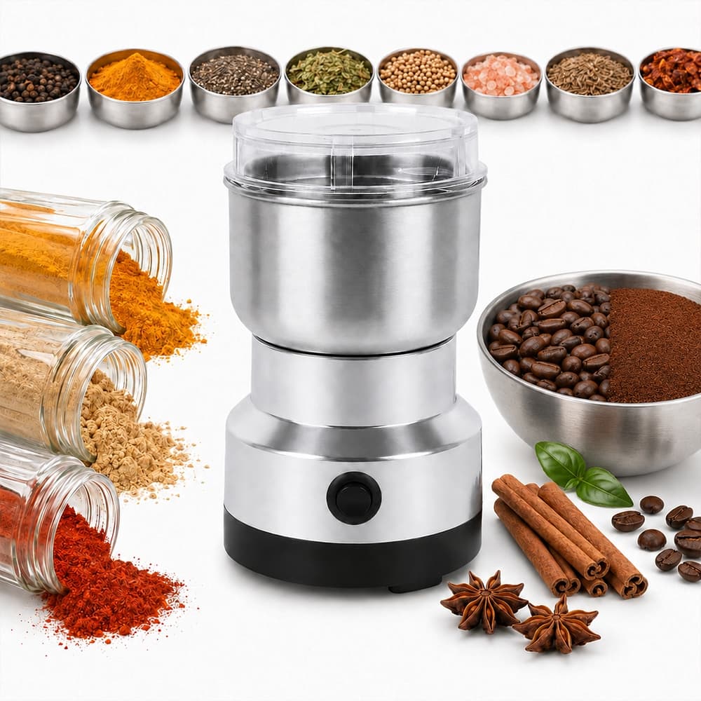 Moedor de Café Elétrico 110V 200W/300W Aço Inox 400ml Lâmina Inox Tampa Transparente Grãos Temperos Especiarias