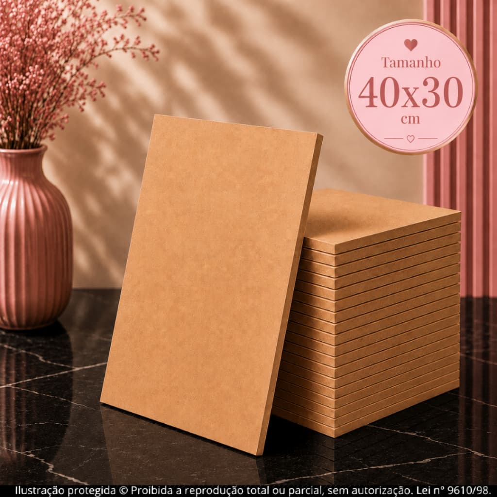 Kit Placa Chapa Mdf Cru 40x30 cm 10 - 50 Und 3mm Quadros Artesanato álbum de fotos artigos quadros