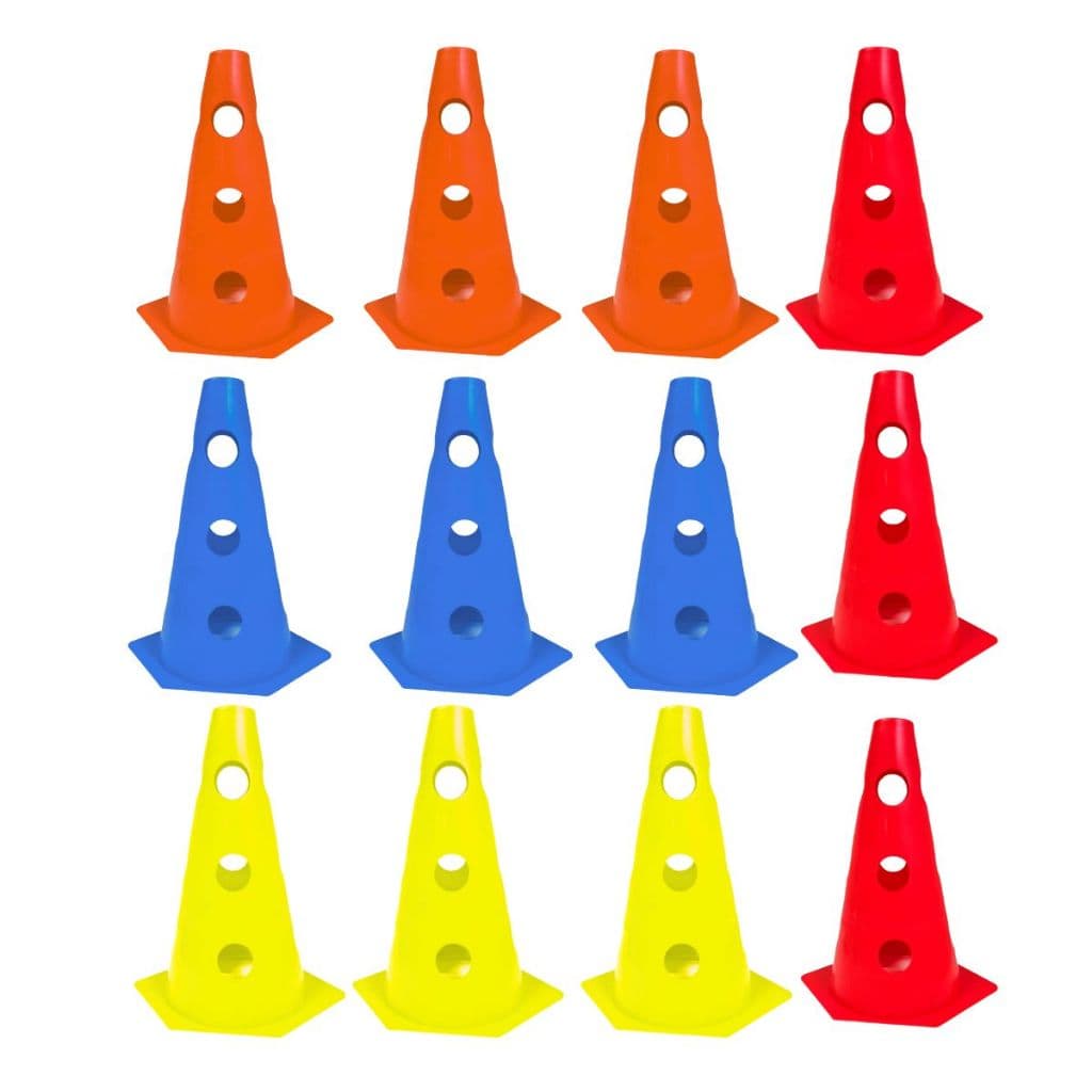12x Mini Cone Unitário Sinalização Esportivo 23cm Agilidade Furado