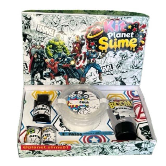 Kit Slime Vingadoras Completo | Cola + Ativador + Glitter | Faça Seu Slime