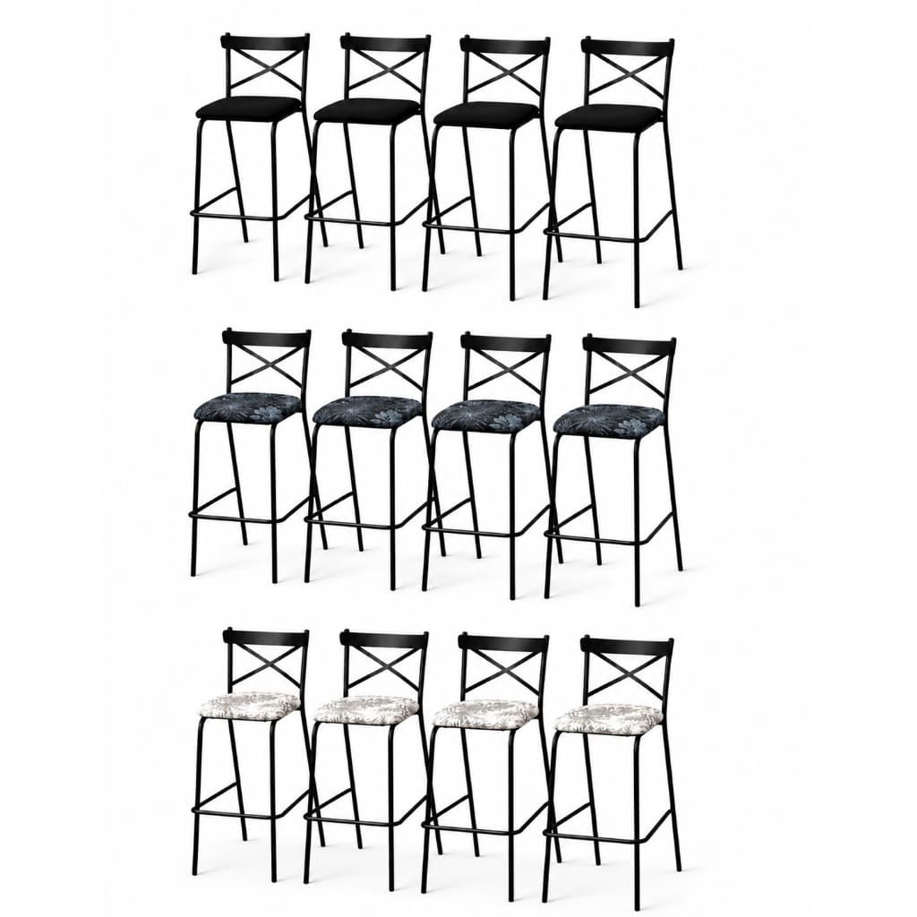 Kit 4 Banquetas Altas Katrina 85cm Industrial Reforçada Banco para Balcão Cozinha Americana Gourmet