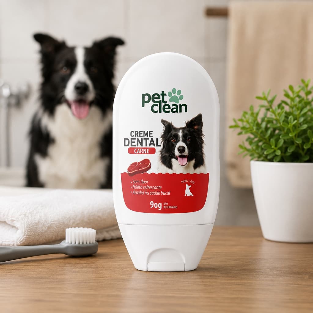 Creme Dental para Cachorro Pet Clean 90g  Pasta de Dente Pet Sem Flúor Saúde Bucal