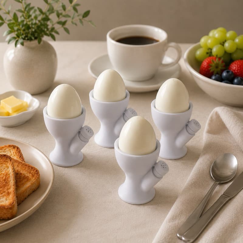 Kit 4 Porta Ovo Cozido Café Quente Com Saleiro Cozinha Mesa Posta Elegante Café da Manhã Taça