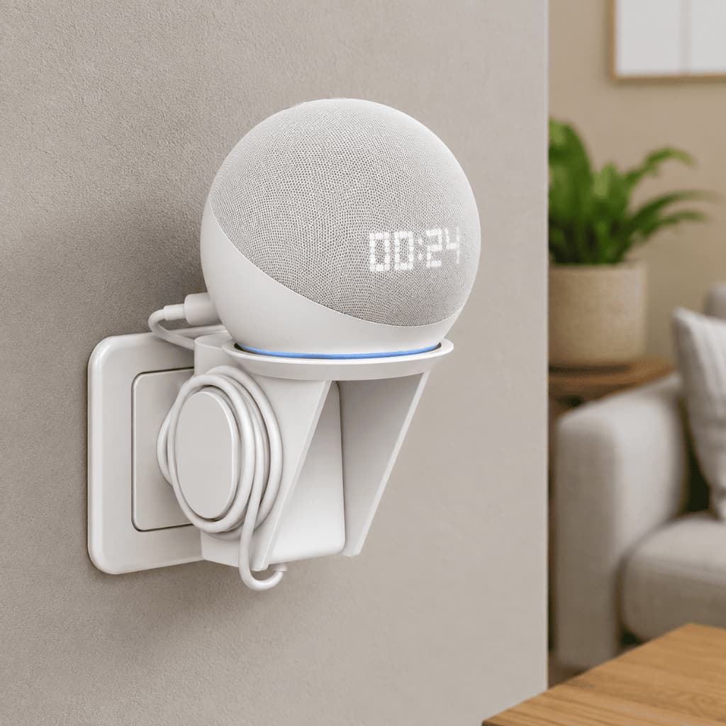 Suporte de Tomada para Alexa Echo Dot 5ª Geração com Organizador de Fio Parede