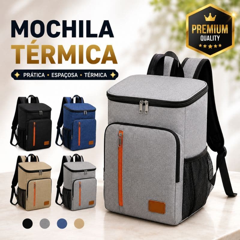 Bolsa Mochila Térmica 20L Conservação de Alimentos Delivery Camping Praia Academia Impermeável