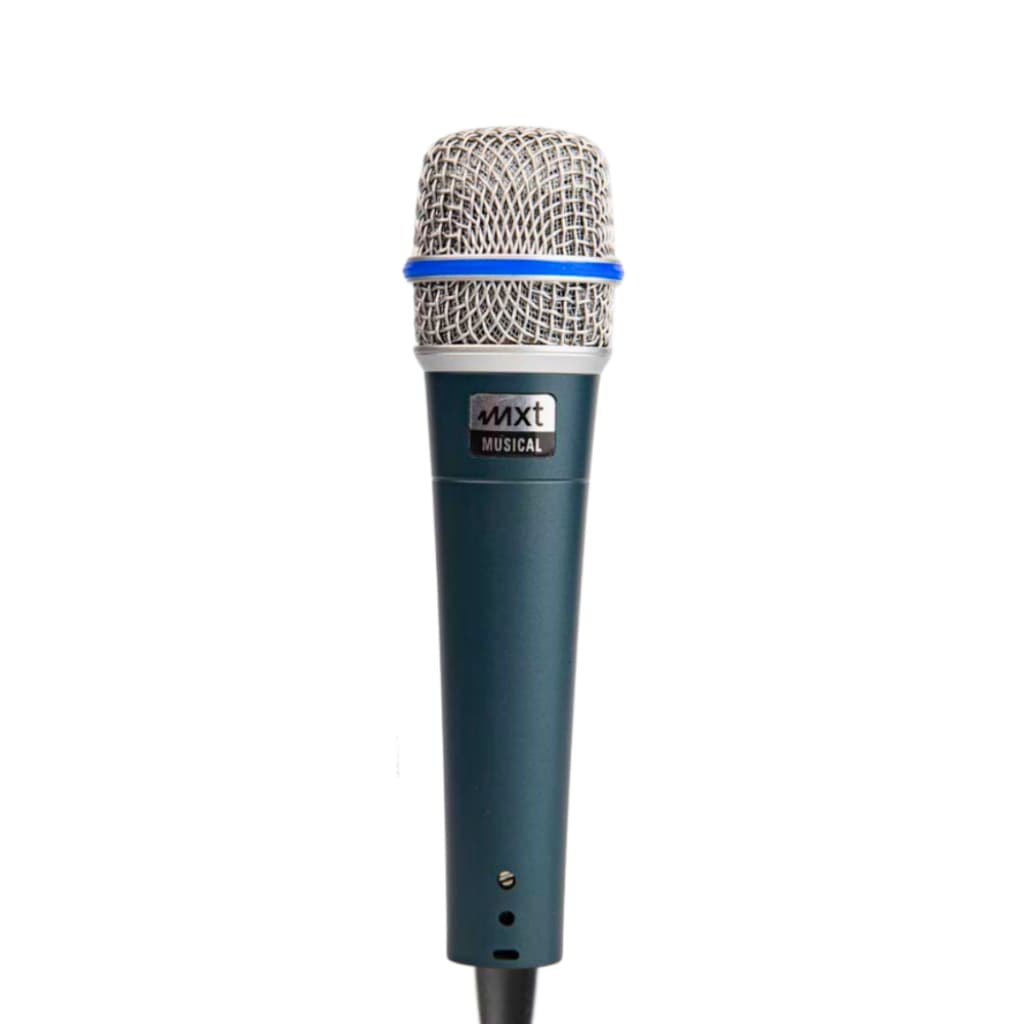 Microfone Dinâmico Profissional MXT Pro BTM-57A Metal Chumbo Cabo 3m com Cachimbo para Shows e Eventos