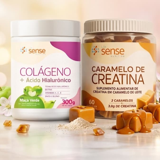 Kit Colágeno Drink com Ácido Hialurônico em pó 300g + Caramelo de Creatina 30 doses - Life Sense Nutrition