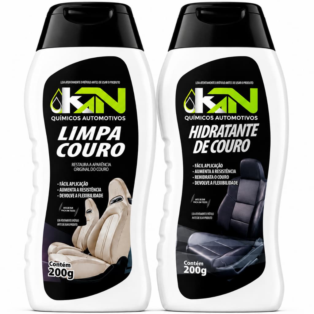 Kit Hidratante de Couro e Limpa Couro Automotivo para Bancos Cadeiras Gamer Carro Sapatos Sofás