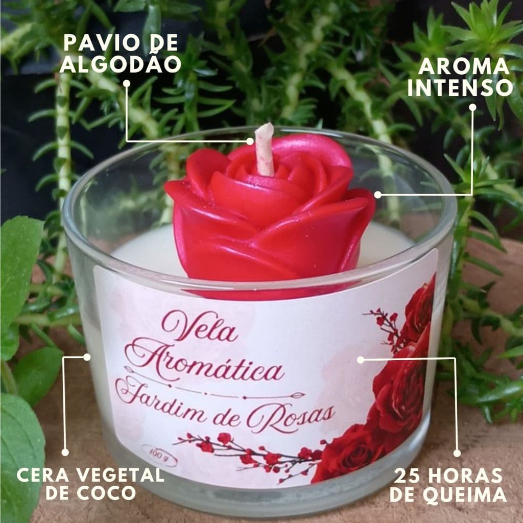 🌹 Vela Aromática de Rosas Artesanal | Vela Perfumada Decorativa | Aromaterapia e Relaxamento | Presente Romântico | Frag