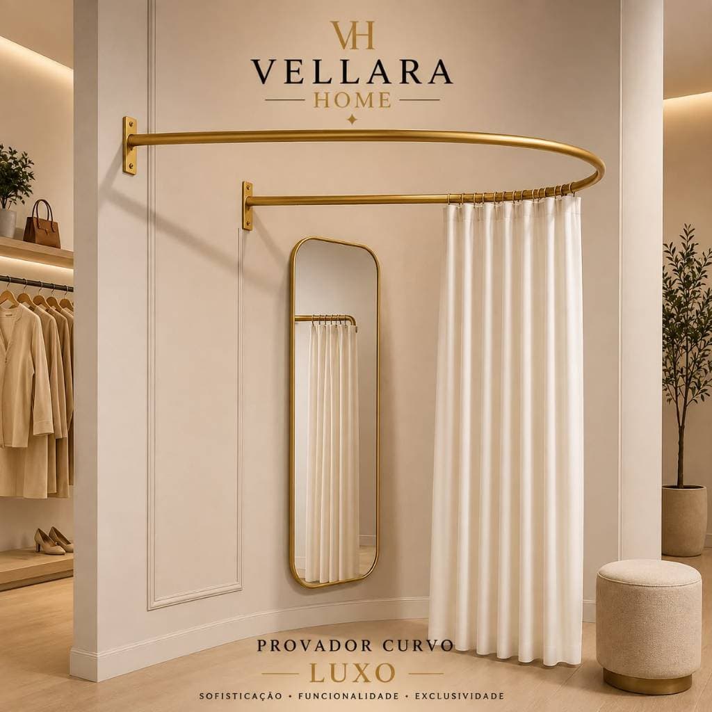 Provador de Roupa de Parede 90x90 em Ferro para Loja Boutique Closet – Modelo Curvo Moderno