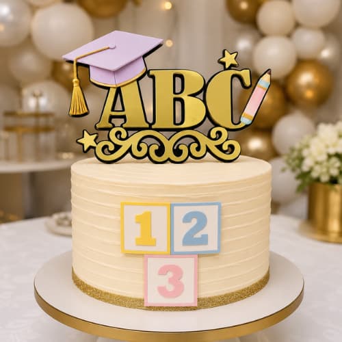 Topo de bolo Formatura ABC Menino e Menina/ Decoração de festa / Envio imediato