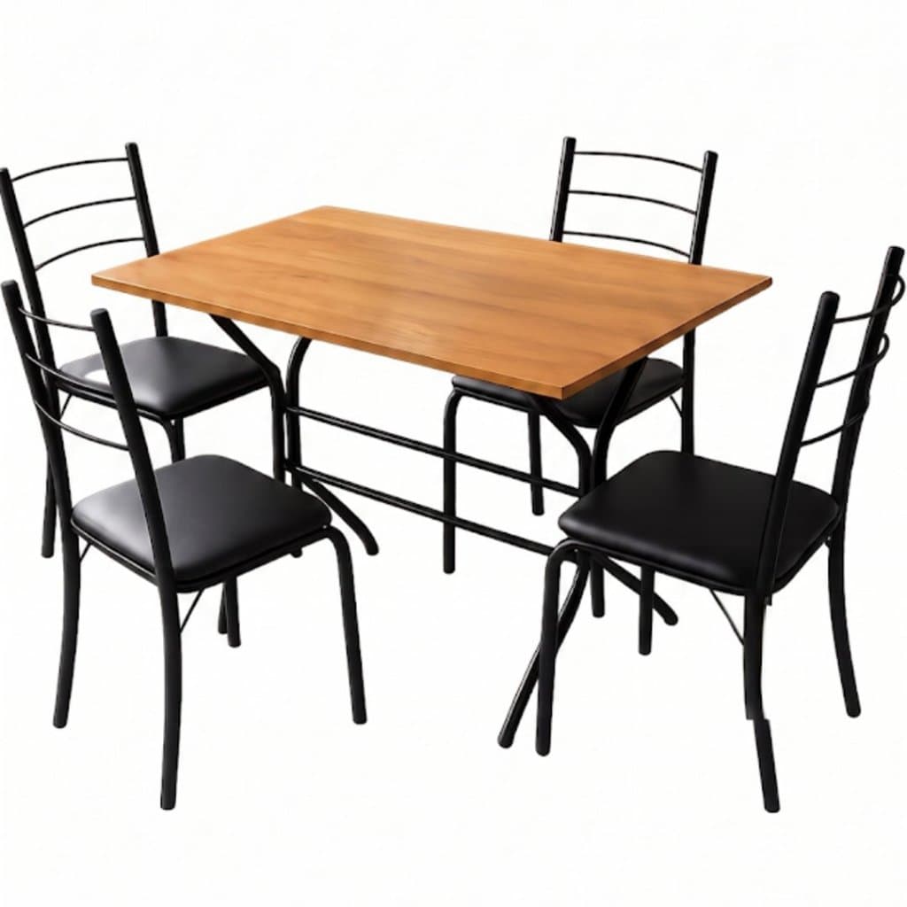 Mesa Para Sala de Jantar 4 lugares Confortse - 4 Cadeiras Tubulares Em Aço e MDF Compacta