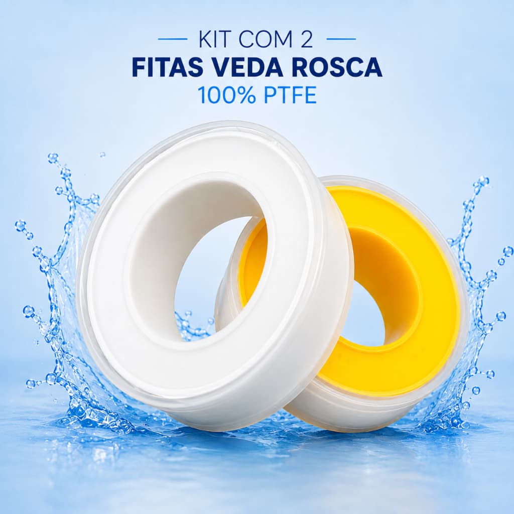 Kit 2 Fitas Veda Rosca 12mm x 10m Hidráulica E Gás Anti Vazamento