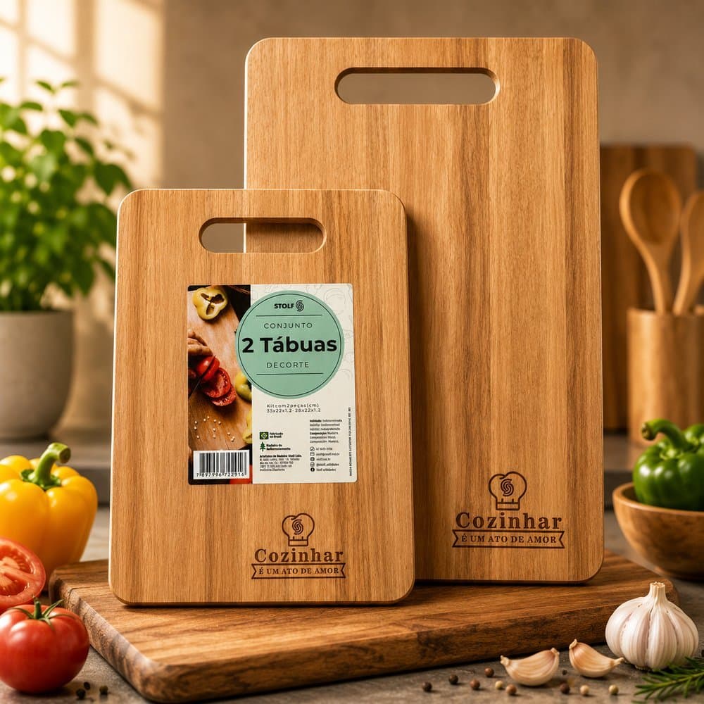 kit 2 Tábuas de Corte Stolf madeira resistente