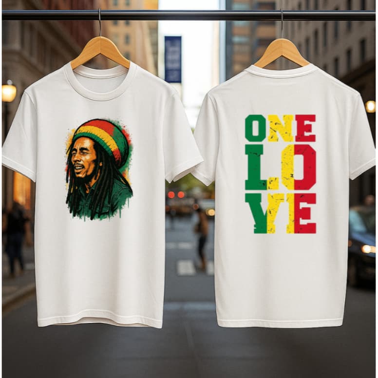 Camisa Bob Marley  Reggae One Love | Unissex Camiseta Algodão
