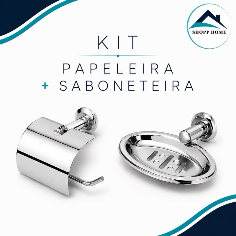 Kit Banheiro Papeleira e Saboneteira Aço Inox – Elegância e Resistência