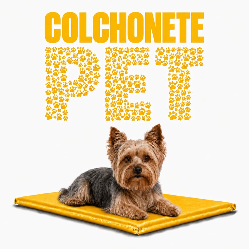Colchonete Pet Amarelo Lavável para Cães e Gatos 90x40x3cm