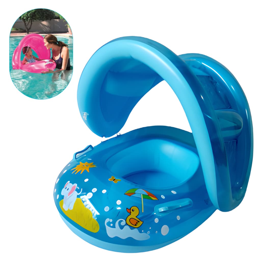 Boia Fralda Inflável Infantil Bebe Com Cobertura Brinquedo Piscina Guardasol