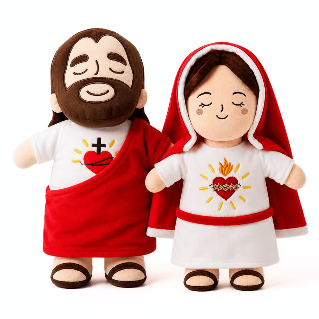 Pelúcia Religiosa Jesus ou Virgem Maria Boneco Infantil Macio Presente Cristão Decoração e Fé
