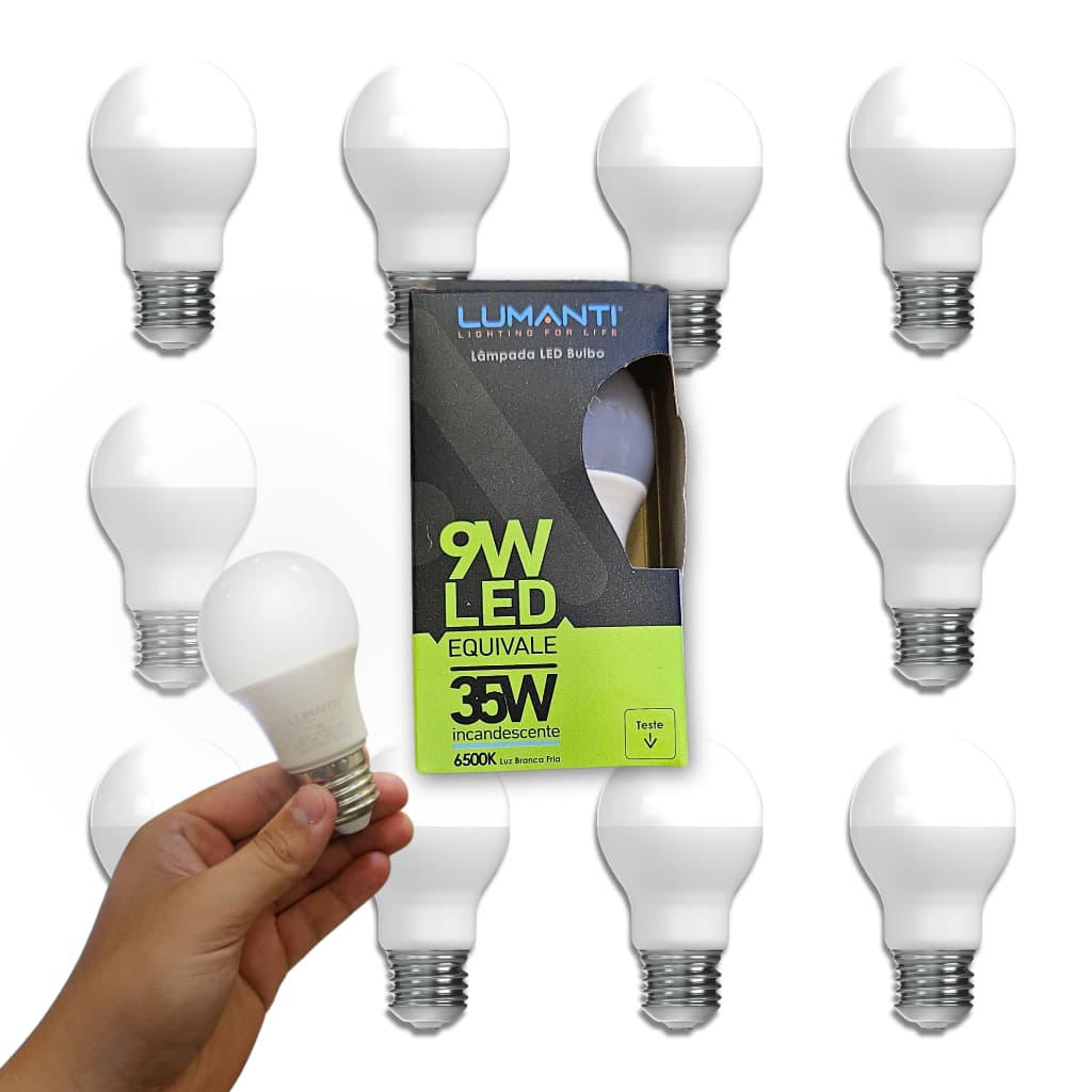 Kit 10 Lâmpadas LED 9W Bulbo Bivolt E27