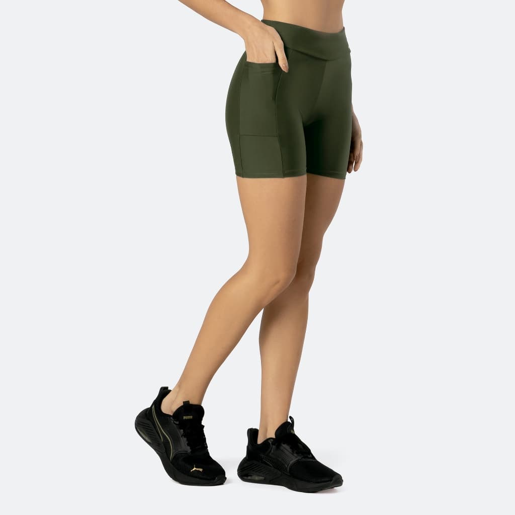 Short Com Recorte Bolso Feminino Esportivo Bermuda Academia Fitness Selene