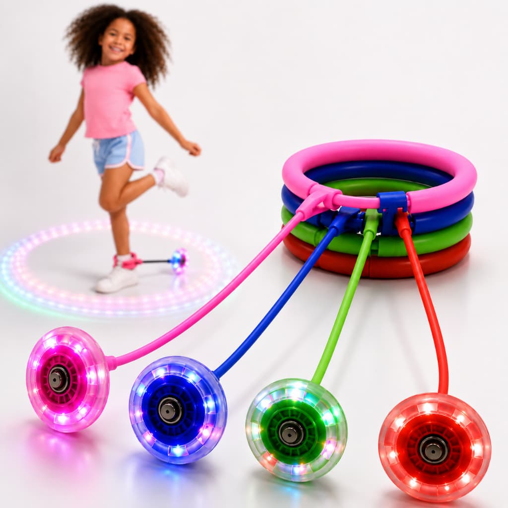 Brinquedo Pula Corda Giratório Com Led Pisca Infantil Exercício Ao Ar Livre