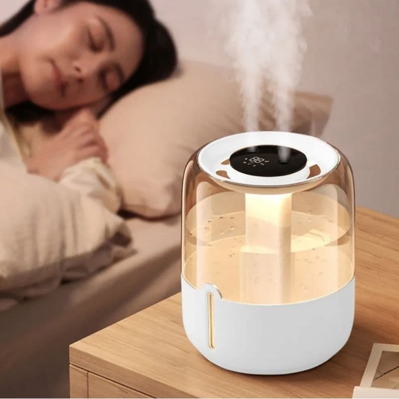 Umidificador de Ar Digital 6,8L com Luz Noturna, Dual Névoa, Tela Digital, Indicador de Temperatura...