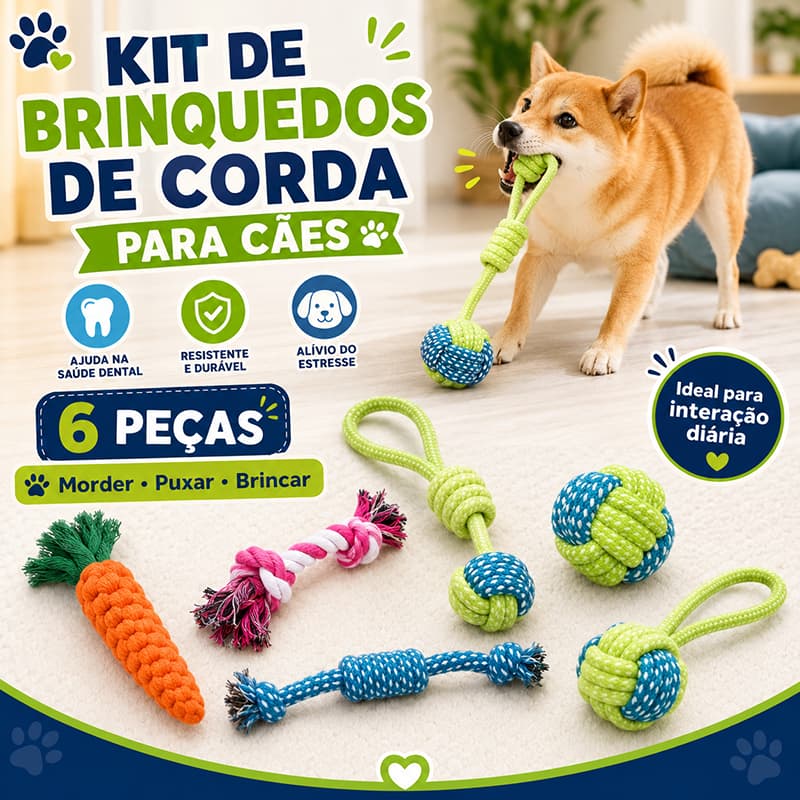 Kit 6 Brinquedo Cachorro Cordas Sortidas para Cachorro Savana Pet - Sortida
