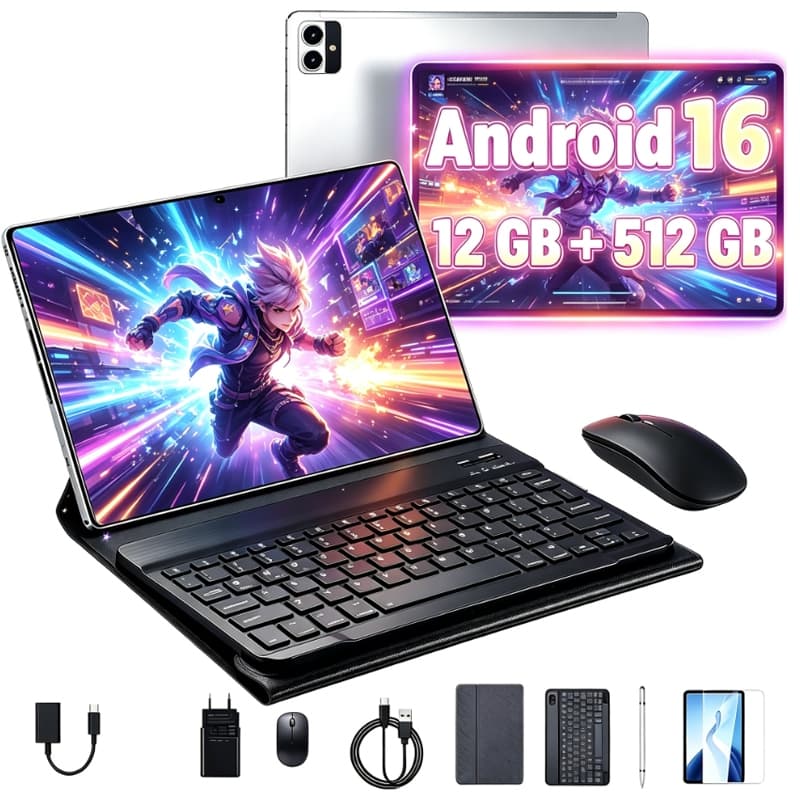 Tablet Pad 12 + Kit Teclado Mouse | 12GB + 512GB| Tela Full HD 10.1" | Android 16 | Bateria 10000mAh