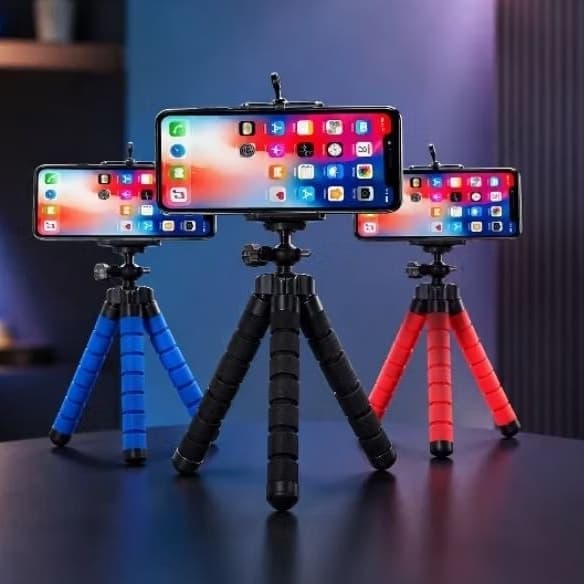 Mini Tripé Universal Flexível Suporte Celular, Câmeras Regulável Apoio Mesa