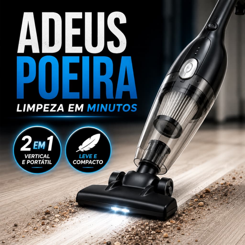 Aspirador de Pó Vertical 2 em 1 Portátil 600W com Fio 110V Potente para Casa Piso Sofá Estofado Móveis Compacto