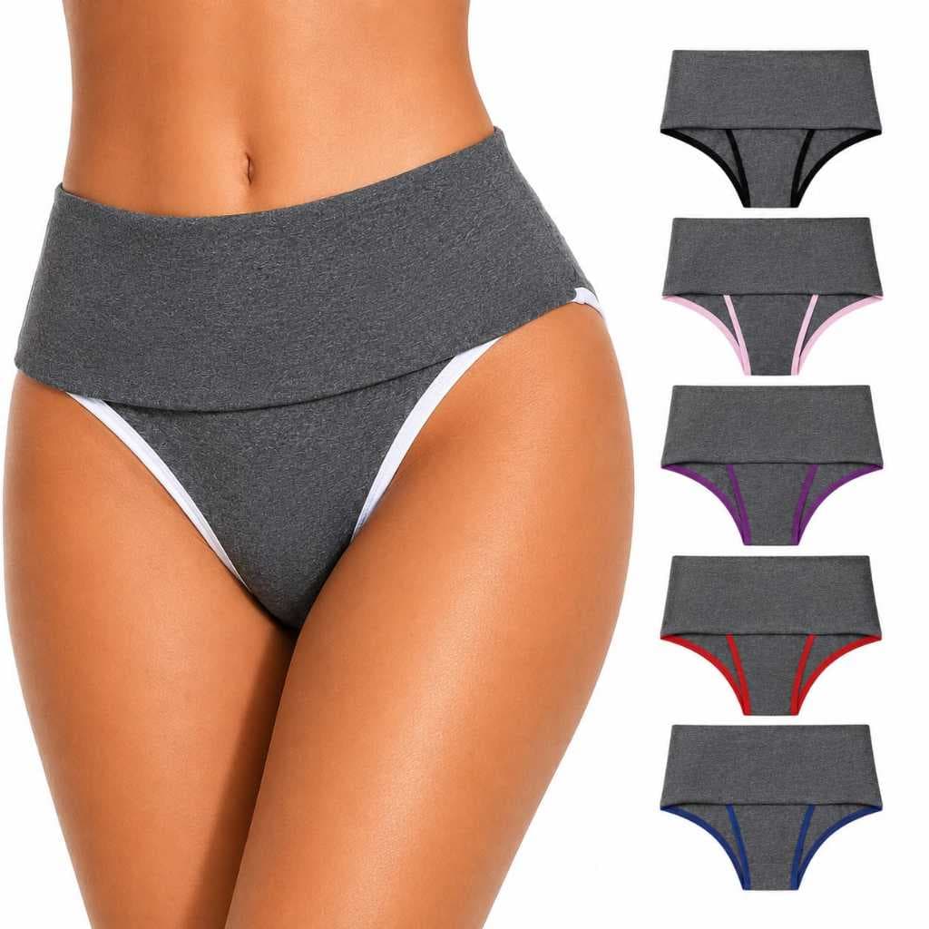 KIT 5 Calcinhas com CÓS ALTO Segura Barriga  Modelagem Perfeita Calcinha Conforto Diário Fundo 100% Algodão
