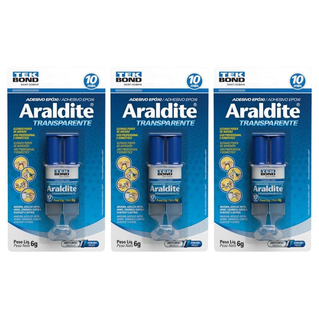 Kit 3 Cola Líquida Tekbond Araldite Transparente 6g Metal e Vidro