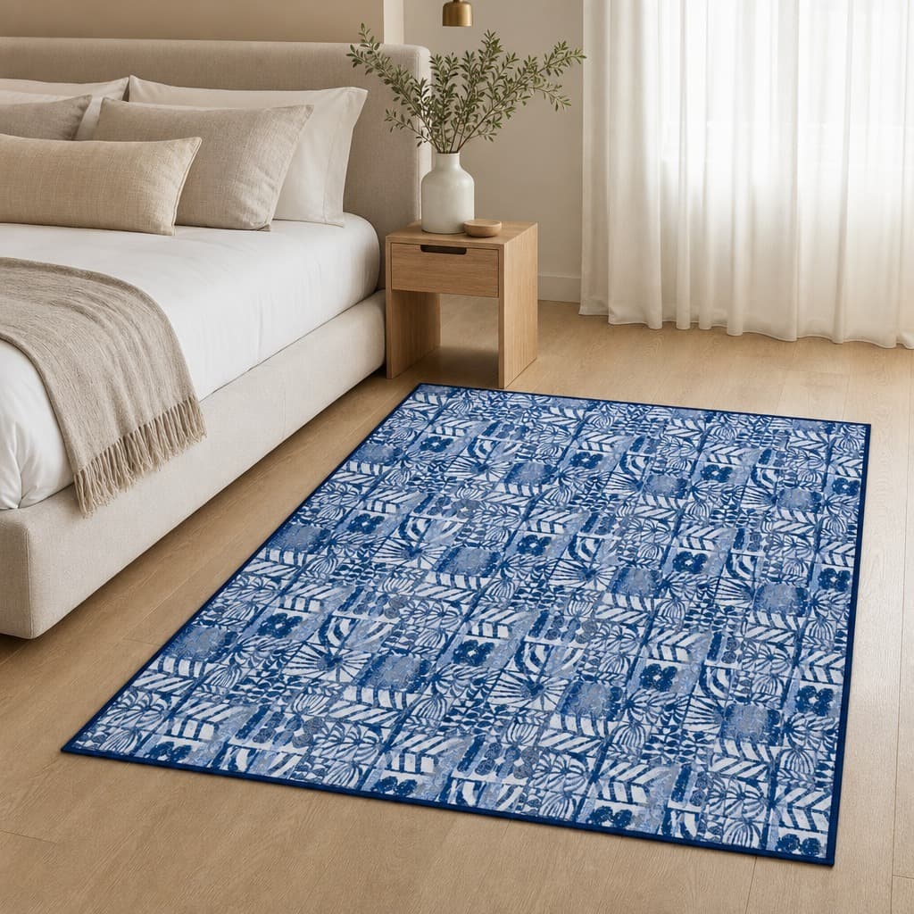Tapete 200x250cm Pratik Maia Azul Confortável Antiderrapante Qualidade Premium
