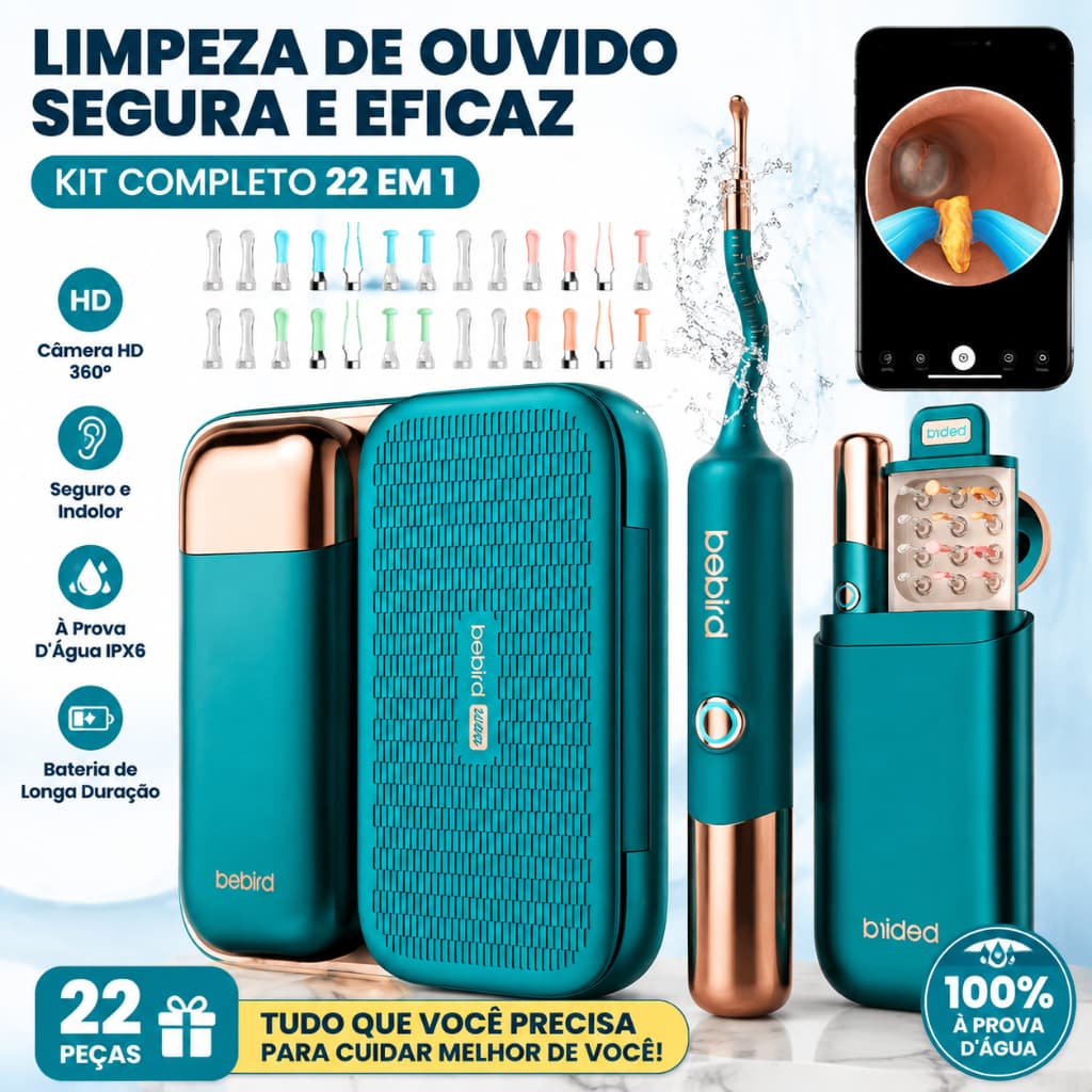 Kit Bebird Earsight Ultra, Ferramenta De Limpeza Auricular Com Câmera HD, Tubo Flexível E Pinças Para Limpeza Doméstica