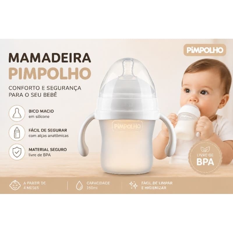 MAMADEIRA SOFT SENSE BRANCA 180ML PIMPOLHO 0M+