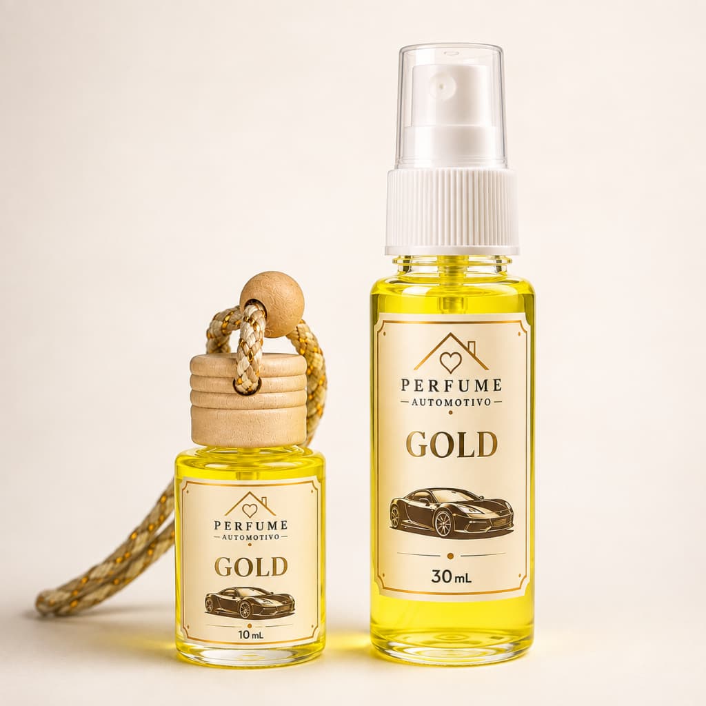 Cheirinho para Carro Gold Kit Pingente 10ml + Spray 30ml Perfume Automotivo
