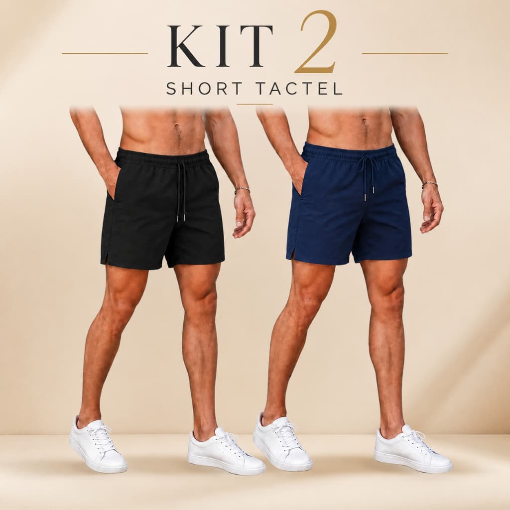 Kit 2 Short Tactel Masculino Básico Liso Com Cordão Para Praia Academia Casual Mauricinho P|G