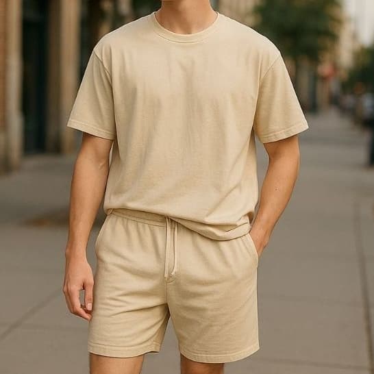 Conjunto Masculino Suede Verão Camiseta Manga Curta e Bermuda Leve
