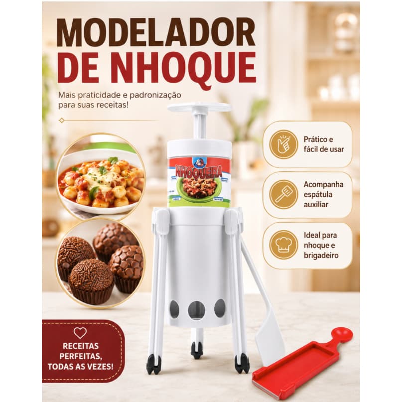 Nhoqueira / Modelador / Cortador de Nhoque e Brigadeiro  + Descascador e Boleador de Brinde