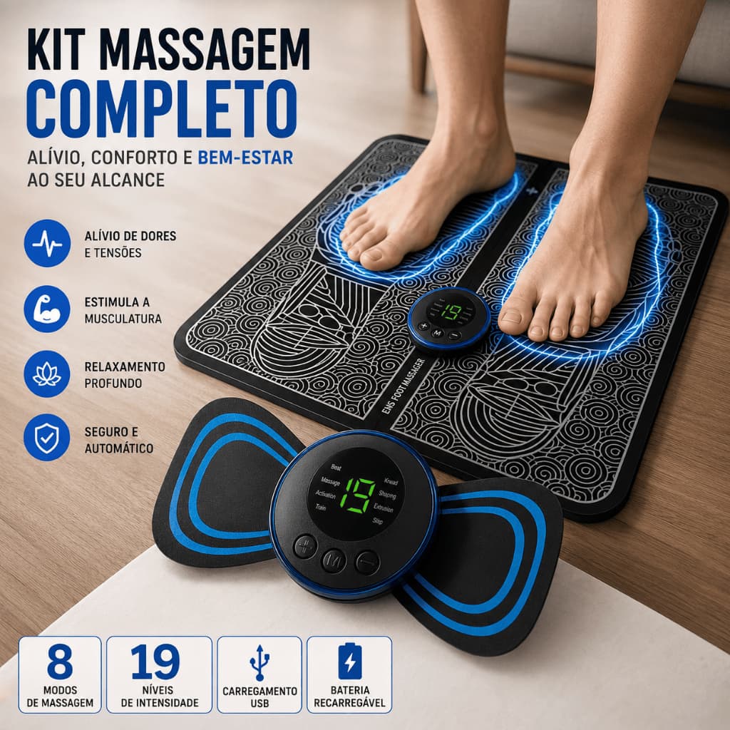 Massageador - KIT Tapete e Massageador Elétrico - Dor nos Pés