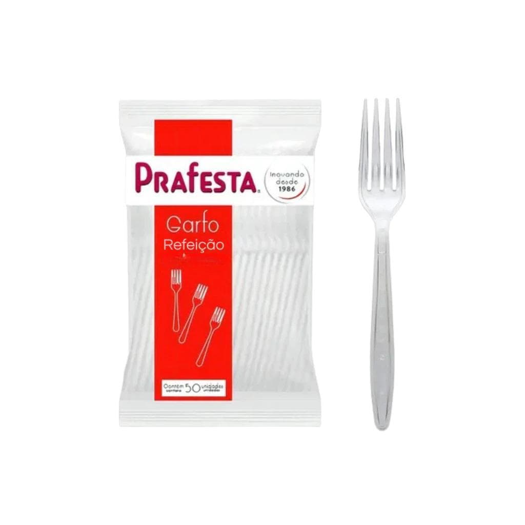 Kit 100 Garfo Descartável Cristal De Refeição Prafesta