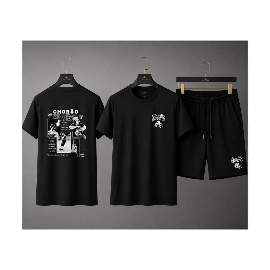 Conjunto Masculino Charlie Brow Camiseta 100% Algodão Premium + Short Tactel Casual Streetwear