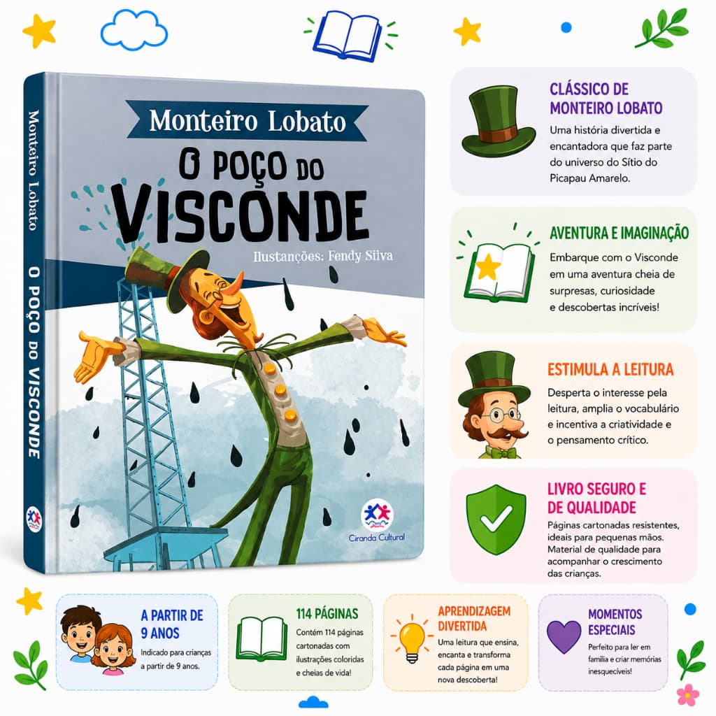 Livro O Poço do Visconde Monteiro Lobato Ciranda Cultural Sítio do Picapau Amarelo Literatura Infantil Educativa +9 Anos