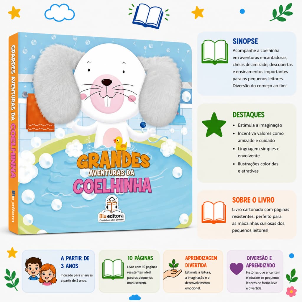 Livro Infantil Grandes Aventuras: Coelhinha | Orelhas Fofinhas