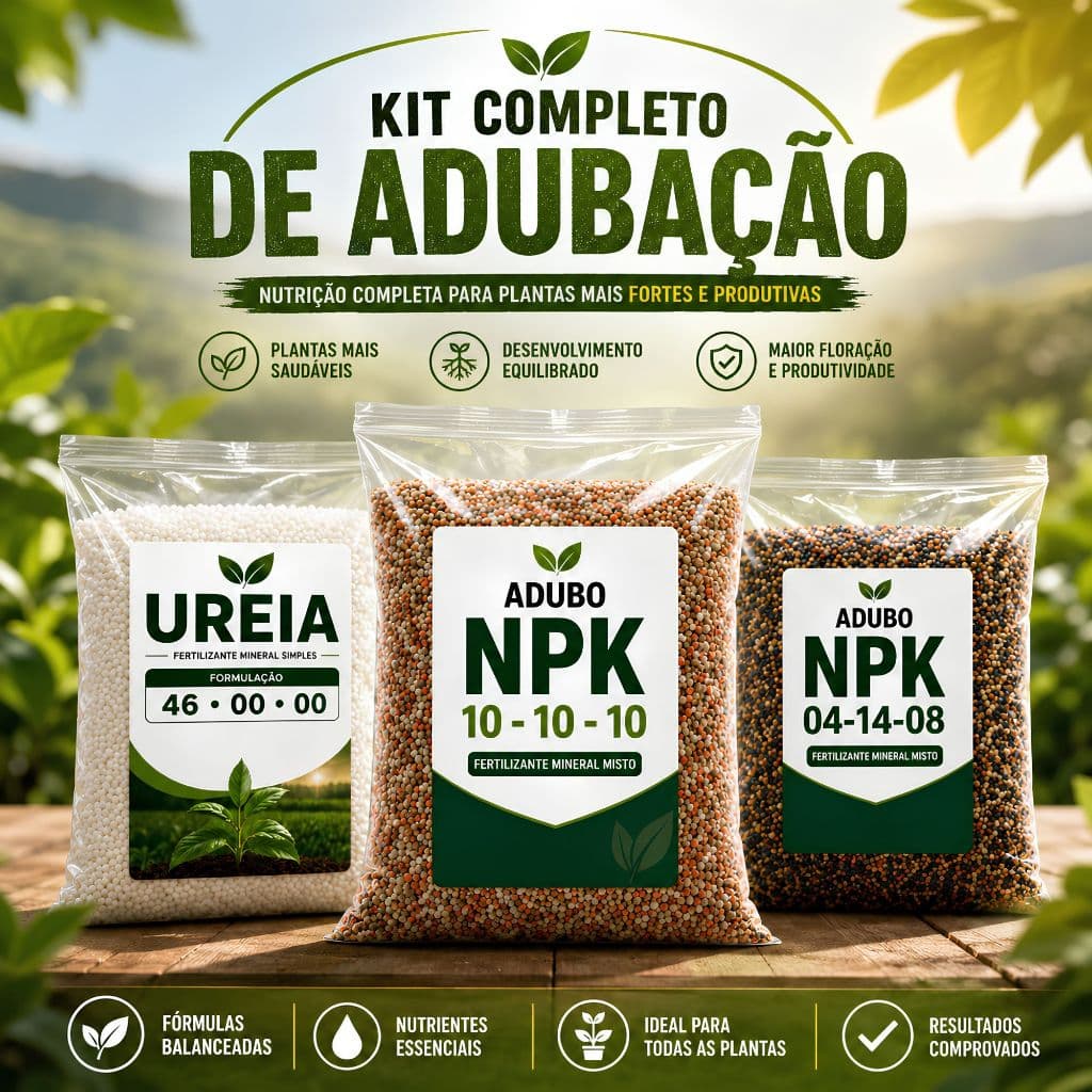 Kit Jardineiro Iniciante Adubação Completa para Plantas I Hortaliças I Flores I Frutíferas