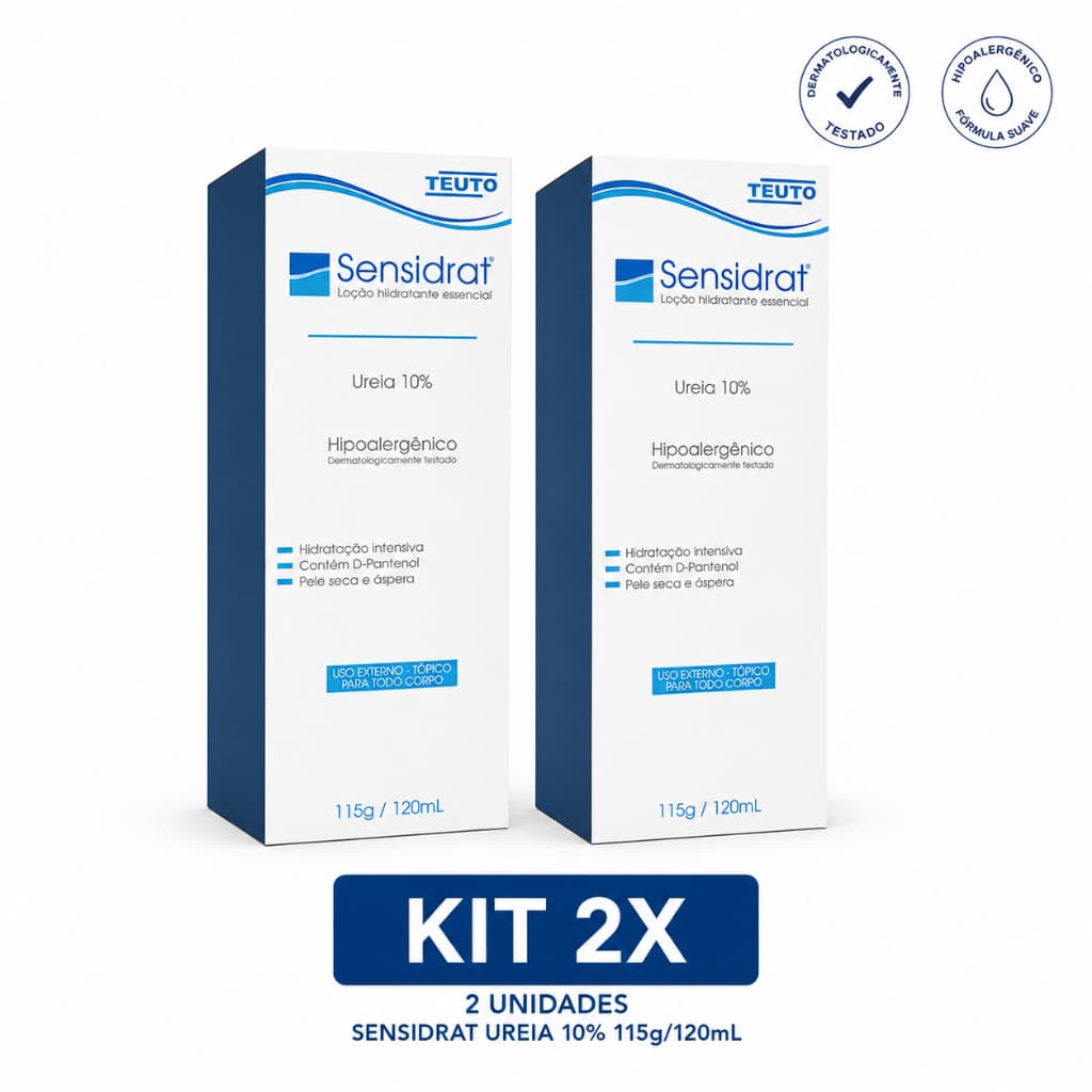 Kit 2x Sensidrat Loção Hidratante Ureia 10% D-Pantenol Pele Seca 115g/120ml