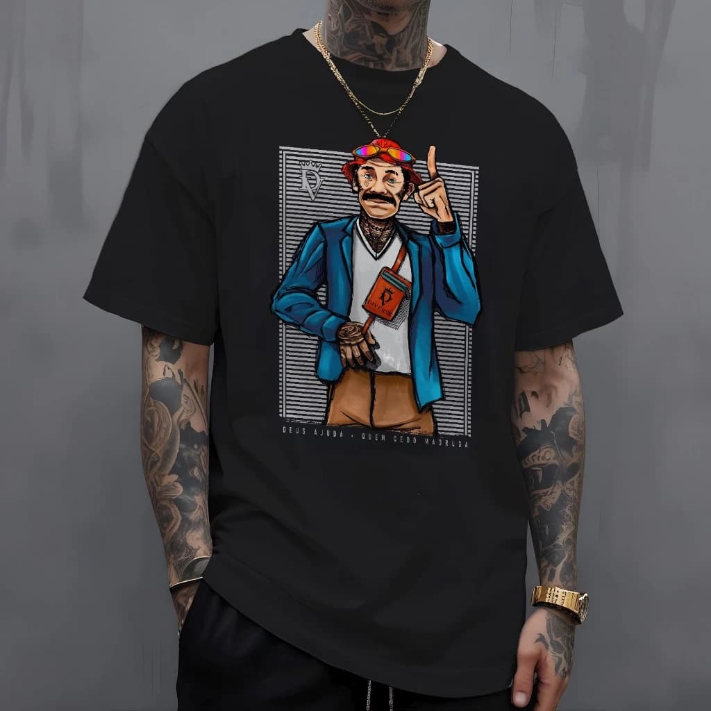Camiseta Masculina Sr Madruga Sábio Estilo Conforto e Elegancia Camisa 100% Algodão