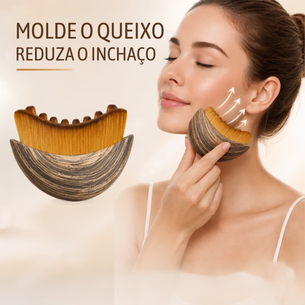 Escova de Massagem Facial Drenagem Linfática Reduz Inchaço Define Contorno do Rosto